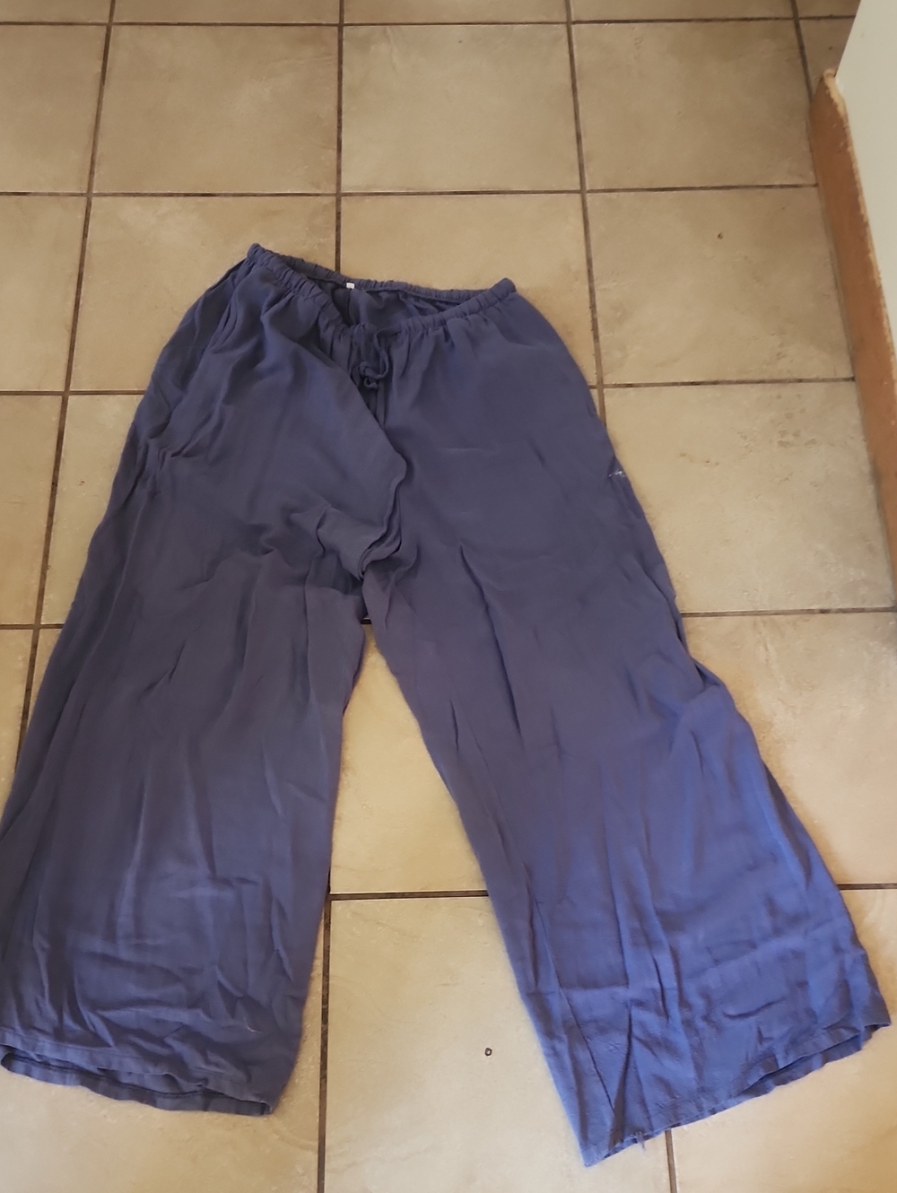 Amazon Wide-Leg Drawstring Trousers in Slate Blue